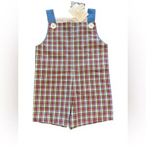 TBBC The Beaufort Bonnet Company Plaid Romper Jon Jon 12/18 months NWT